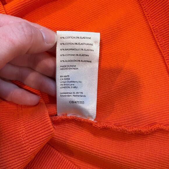 Anthropologie Maeve One Shoulder Asymmetric Ribbed Top Tank Top Orange Large - Picture 5 of 6